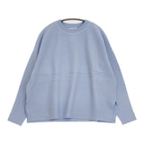 SLOBE IENA コットンダブルフェイスプルオーバー 定価9900円 セーター ニット 24AW サックスブルー レディース スローブイエナ【中古】6-0904T♪