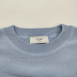 SLOBE IENA コットンダブルフェイスプルオーバー 定価9900円 セーター ニット 24AW サックスブルー レディース スローブイエナ【中古】6-0904T♪