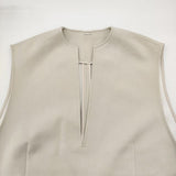 Mila Owen 未使用品 キーネックコクーンプルベスト 09WFT244197 ベスト 24AW アイボリー レディース ミラオーウェン【中古】6-0518M∞