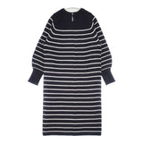 NOLLEY'S 新品 パール付き片畦ニットワンピース 定価18700円 ワンピース 23AW ブラック ホワイト レディース ノーリーズ【中古】6-0816T∞