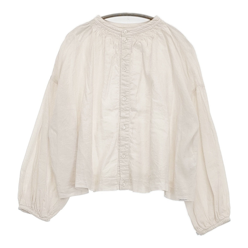 nest Robe UpcycleLino 近江晒天然染め ギャザーショートブラウス 01231-1018 ブラウス シャツ キナリ レディース ネストローブ【中古】6-0326M◎ nest Robe UpcycleLino 近江晒天然染め ギャザーショートブラウス