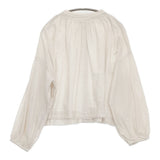nest Robe UpcycleLino 近江晒天然染め ギャザーショートブラウス 01231-1018 ブラウス シャツ キナリ レディース ネストローブ【中古】6-0326M◎