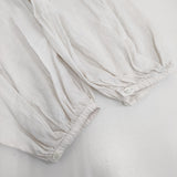 nest Robe UpcycleLino 近江晒天然染め ギャザーショートブラウス 01231-1018 ブラウス シャツ キナリ レディース ネストローブ【中古】6-0326M◎