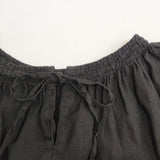 nest Robe 24SS リネンコンビシャーリングワンピース サイズF 01242-1523 半袖 ワンピース ブラック レディース ネストローブ【中古】6-0506S◎