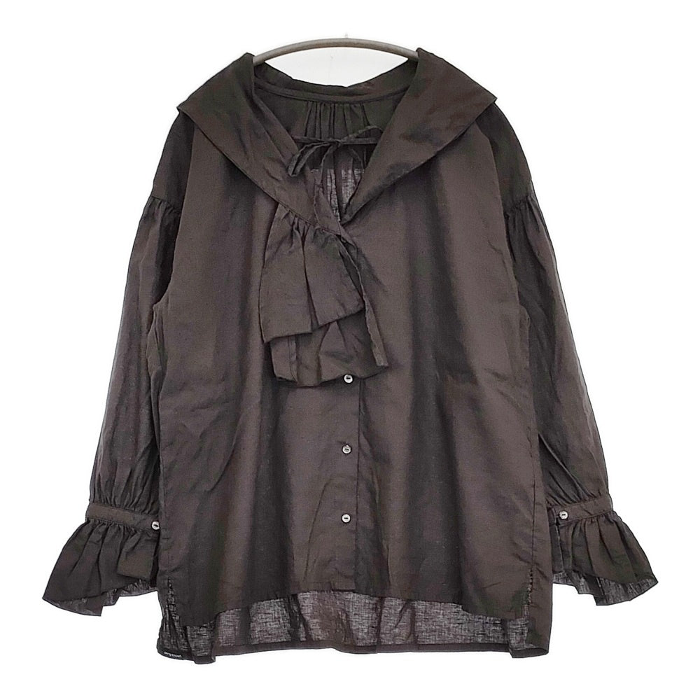 nest Robe UPCYCLELINO 小谷実由さん別注 EP blouse 01222-1227 フリル ブラウス シャツ チャコールグレー レディース ネストローブ【中古】6-0326M◎ nest Robe UPCYCLELINO 小谷実由さん別注 EP blouse 01222-1227 フリル