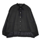 nest Robe リネンコットン 切替レースブラウス 01233-1033 ブラウス シャツ ブラック レディース ネストローブ【中古】6-0326M◎