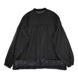 nest Robe リネンコットン 切替レースブラウス 01233-1033 ブラウス シャツ ブラック レディース ネストローブ【中古】6-0326M◎