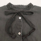 nest Robe リネンコットン 切替レースブラウス 01233-1033 ブラウス シャツ ブラック レディース ネストローブ【中古】6-0326M◎