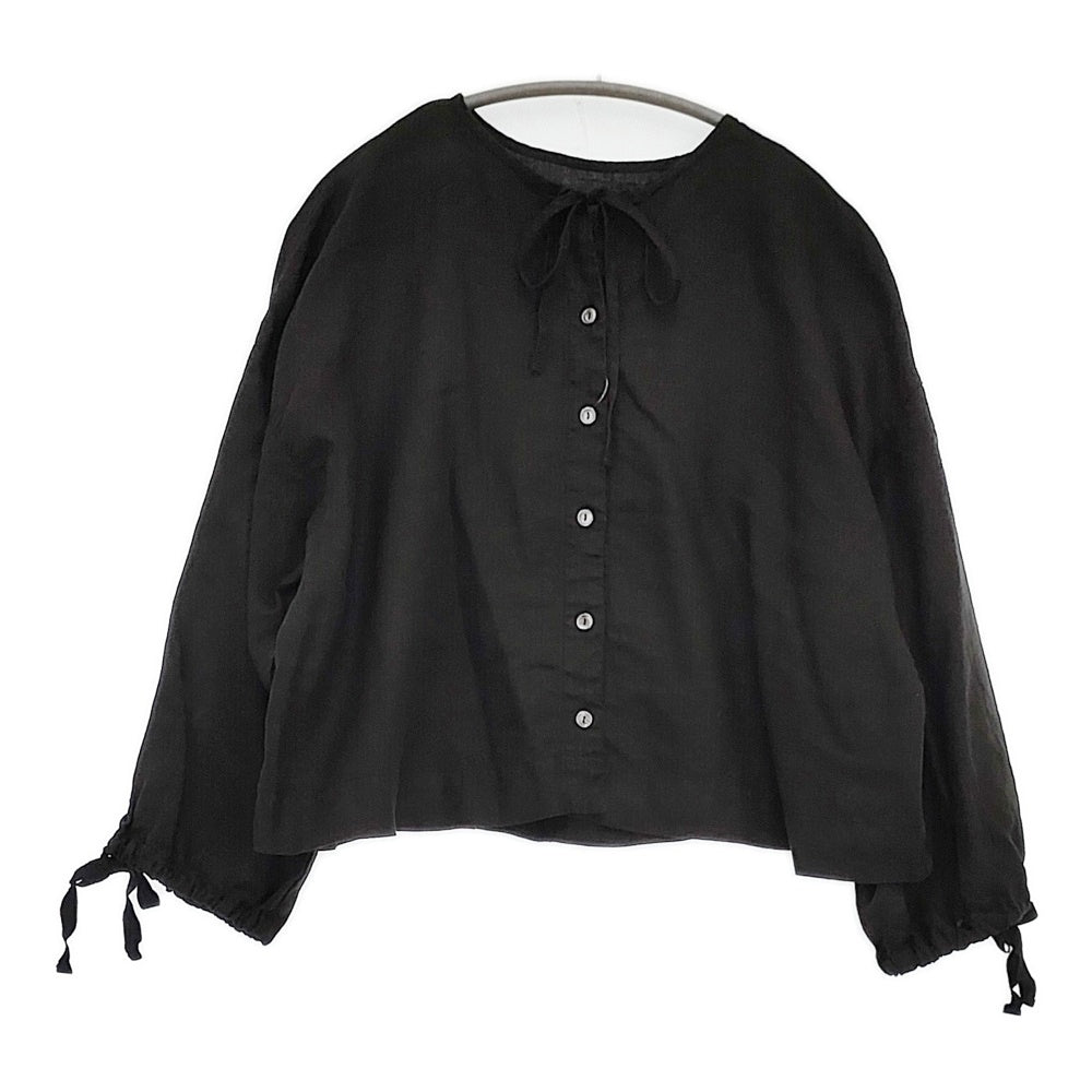 nest Robe リネン超撥水ギャザースリーブショートシャツ 01213-1111 ブラウス シャツ ブラック レディース ネストローブ【中古】6-0326M◎ nest Robe リネン超撥水ギャザースリーブショートシャツ 01213-1111