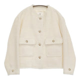23区 GIOLICA カラーミックスツイード ジャケット 38 定価47300円 JKWOCS0010 ノーカラージャケット 24SS ホワイト レディース ニジュウサンク【中古】6-0227T♪