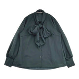 Wacoal ボウタイリボンブラウス 定価13200円 EKN605 ブラウス シャツ ダークグリーン レディース ワコール【中古】6-0621M∞