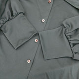Wacoal ボウタイリボンブラウス 定価13200円 EKN605 ブラウス シャツ ダークグリーン レディース ワコール【中古】6-0621M∞