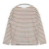 23区/ARMOR LUX 洗える スムース ボーダー 定価14960円 長袖Ｔシャツ カットソー ロンＴ ホワイト ブラウン レディース ニジュウサンク/アルモーリュックス【中古】6-0625M∞