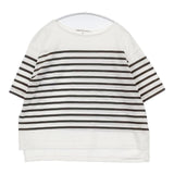 23区 BUGIS ハーフスリーブ ボーダー 半袖Ｔシャツ カットソー ホワイト ブラウン レディース ニジュウサンク【中古】6-0611S∞