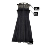 Diagram レースプリーツフレアワンピース 定価49500円 サイズ36 ノースリーブ ワンピース ブラック レディース ダイアグラム【中古】6-0506S◎