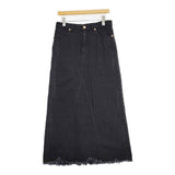 VERMEIL par iena デニムリメイク風 ロングスカート フリンジ ブラックデニム ストレッチ 定価20900円 サイズ40 ロングスカート ブラック レディース ヴェルメイユパーイエナ【中古】6-0701M∞