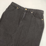 VERMEIL par iena デニムリメイク風 ロングスカート フリンジ ブラックデニム ストレッチ 定価20900円 サイズ40 ロングスカート ブラック レディース ヴェルメイユパーイエナ【中古】6-0701M∞