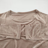KURASHI&Trips やわらかなツヤ感のベロアカットソー 定価6600円 長袖Ｔシャツ カットソー ロンＴ ピンクベージュ レディース クラシアンドトリップス/北欧、暮らしの道具店【中古】6-0518M∞