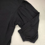 manon GATHER SLEEVE LS TEE ギャザースリーブロングスリーブT カットソー 定価13200円 Ｔシャツ カットソー ブラック レディース マノン【中古】6-0701M∞