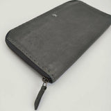 HENRY BEGUELIN ラウンドファスナー レザー 革 小銭入れあり オミノ刺繍 長財布 グレー レディース エンリーベグリン【中古】6-0530G∞