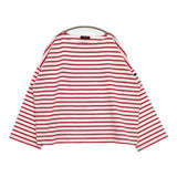 Le Minor フランス製 ワイド ボーダー バスクシャツ 長袖Ｔシャツ カットソー ロンＴ ホワイト レッド レディース ルミノア【中古】6-0625M∞