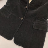 ROPE' コットンストレッチ コーデュロイ テーラードジャケット ネイビー 濃紺 レディース ロペ【中古】6-0827T∞