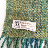 みちのくあかね会 ホームスパン ウール Hand spun & woven ORIZA マフラー グリーン ブルー レディース みちのくあかね会【中古】6-0914T◎