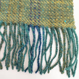 みちのくあかね会 ホームスパン ウール Hand spun & woven ORIZA マフラー グリーン ブルー レディース みちのくあかね会【中古】6-0914T◎