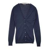 JOHN SMEDLEY ニュージーランドメリノウール イングランド製 XS Vネック カーディガン ネイビー レディース ジョンスメドレー【中古】6-0823T∞
