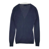 JOHN SMEDLEY ニュージーランドメリノウール イングランド製 XS Vネック カーディガン ネイビー レディース ジョンスメドレー【中古】6-0823T∞