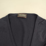 JOHN SMEDLEY ニュージーランドメリノウール イングランド製 XS Vネック カーディガン ネイビー レディース ジョンスメドレー【中古】6-0823T∞