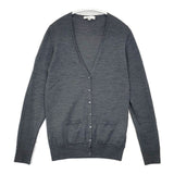 JOHN SMEDLEY ニュージーランドメリノウール イングランド製 XS Vネック カーディガン グレー レディース ジョンスメドレー【中古】6-0823T∞