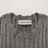 AEWEN MATOPH リブハンドステッチプルオーバーニット 定価20900円 定番 セーター ニット グレー レディース イウエンマトフ【中古】6-0904T♪