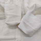 adam et Rope バンドカラー バルーンスリーブ リネン混 ブラウス シャツ ホワイト レディース アダムエロペ【中古】6-0424M♪