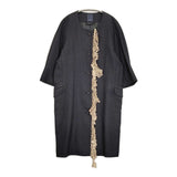 mina perhonen forest parade na6234 サイズ36 シルクウールカシミヤ ノーカラー コート ブラック レディース ミナペルホネン【中古】6-0314T♪