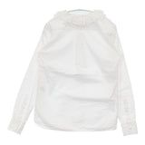 dahl’ia BASIC コットン フリル 日本製 長袖 ブラウス シャツ ホワイト レディース ダリア【中古】6-0511M△