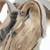Clarks Unstructured レザー US9 アンクルベルト サンダル ゴールド レディース クラークス【中古】6-0413S◎