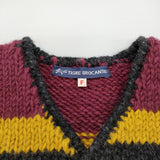 TIGRE BROCANTE ストレンジボーダーVネックベスト ネパール製 ウールニット 定価22000円 ベスト マルチカラー レディース ティグルブロカンテ【中古】6-0914T♪