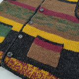 TIGRE BROCANTE ストレンジボーダーVネックベスト ネパール製 ウールニット 定価22000円 ベスト マルチカラー レディース ティグルブロカンテ【中古】6-0914T♪