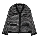 theory luxe CANBERRA AELLA 2 Vネックニットカーディガン 38 定価42900円 24AW ブラック ホワイト レディース セオリーリュクス【中古】6-0304T♪