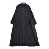 nest Robe/UpcycleLino 01223-1060 近江晒 サイドギャザー ワンピース ブラック レディース ネストローブ/アップサイクルリノ【中古】6-0618M∞