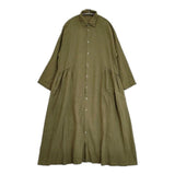 nest Robe/UpcycleLino 01223-1060 近江晒 サイドギャザー ワンピース カーキ レディース ネストローブ/アップサイクルリノ【中古】6-0618M∞