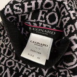 LEONARD 総柄 リバーシブル ウールシルクニット ジャケット サイズ42 カーディガン ダークネイビー 濃紺 レディース レオナール【中古】6-0304T♪