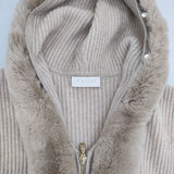 EL MIDAS カシミヤ レッキスファー ラメ リブニット ベスト ベージュ レディース エルミダ【中古】6-0813T∞