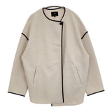 23区 コンプレストパイルショートアウター サイズ38 定価36300円 ノーカラージャケット 22AW ベージュ レディース ニジュウサンク【中古】6-0304T♪