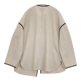 23区 コンプレストパイルショートアウター サイズ38 定価36300円 ノーカラージャケット 22AW ベージュ レディース ニジュウサンク【中古】6-0304T♪
