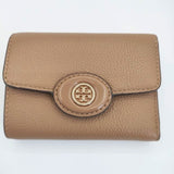 Tory Burch ロビンソン ペブルド スモールウォレット 三つ折り財布 ベージュ レディース トリーバーチ【中古】6-0530G∞