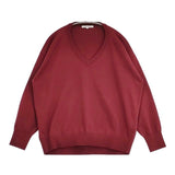 23区 SLOW コットンシルク Vネック ニット 定価16940円 セーター ニット ワインレッド レディース ニジュウサンク【中古】6-0618M∞