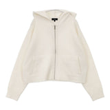 theory カシミヤ混 LANA CASH VARSITY HOODIE 定価46200円 ニットジップアップ パーカー 23AW オフホワイト レディース セオリー【中古】6-0813T∞