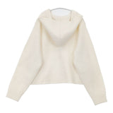 theory カシミヤ混 LANA CASH VARSITY HOODIE 定価46200円 ニットジップアップ パーカー 23AW オフホワイト レディース セオリー【中古】6-0813T∞